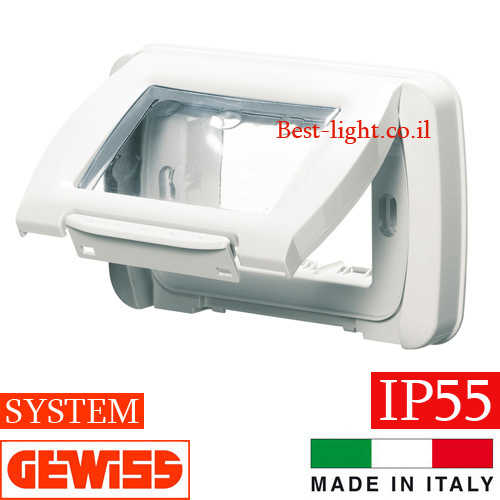 מסגרת לבנה 3 מודול מוגנת מים Gewiss System GW22451 IP55