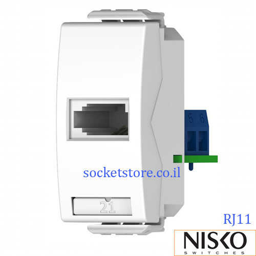 שקע טלפון RJ11 לבן 1 מודול NISKO Switch