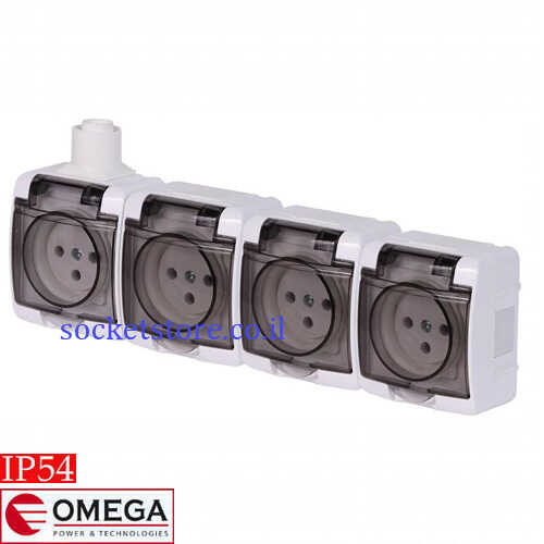שקע כוח רביעייה על הטיח מוגן מים OMEGA ON IP54