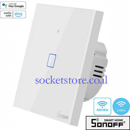 מפסק  מרובע מגע אחד Sonoff WiFi & RF דגם T1EU1C