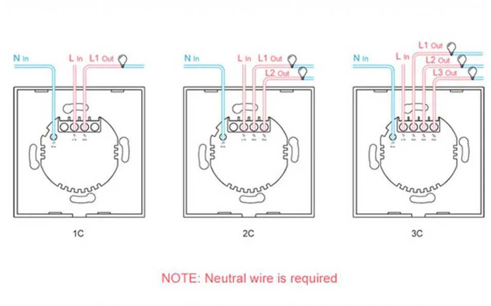 מפסק מרובע מגע אחד שחור Sonoff Wifi & RF דגם T3EU